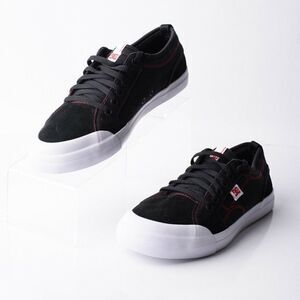 DC Youths Evan Boys Black Leather Skateboard Shoes Sneakers Sz 7 Red Threads